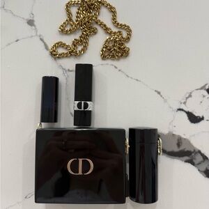 Dior Black and Gold Women's Accessory Set + 2 lipstick